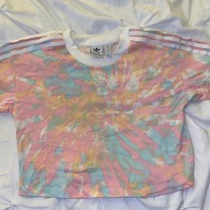 New Without Tags Adidas Trefoil Pastel Tie Dye Crop Top